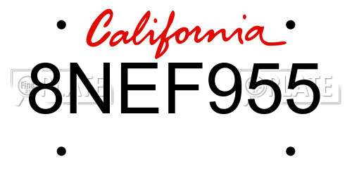 8NEF955 California License Plate