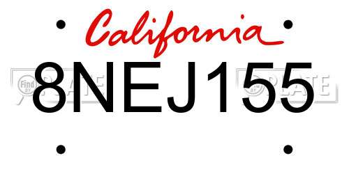 8NEJ155 California License Plate