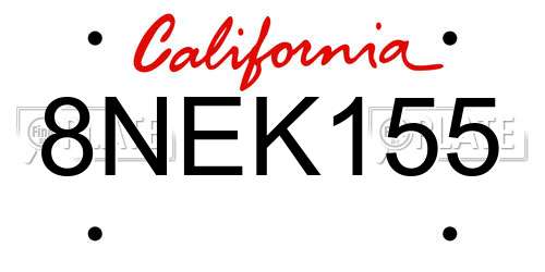 8NEK155 California License Plate