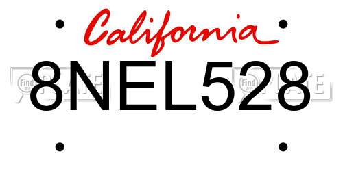 8NEL528 California License Plate