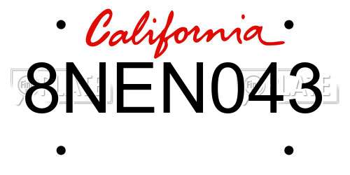 8NEN043 California License Plate