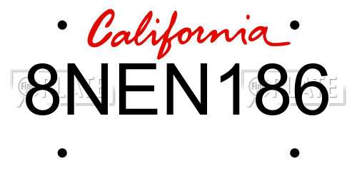 8NEN186 California License Plate