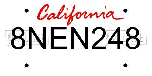 8NEN248 California License Plate