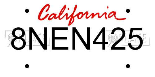8NEN425 California License Plate