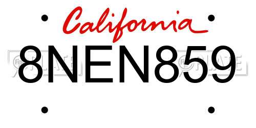 8NEN859 California License Plate