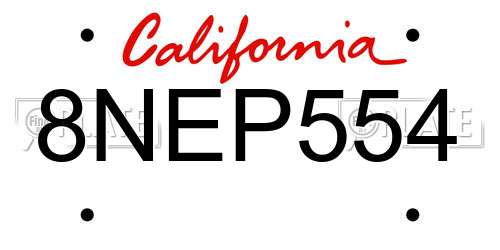 8NEP554 California License Plate