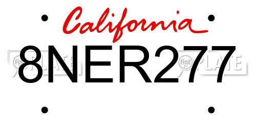 8NER277 California License Plate