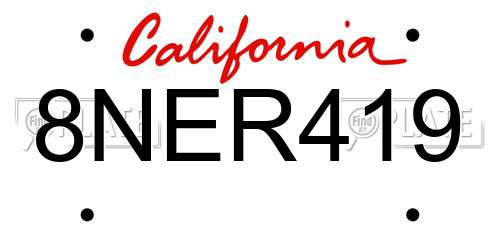 8NER419 California License Plate