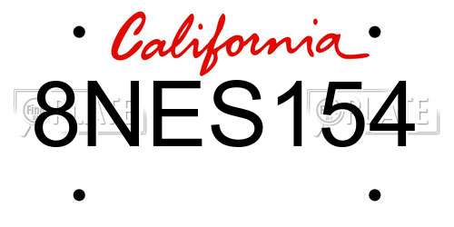 8NES154 California License Plate