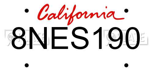 8NES190 California License Plate