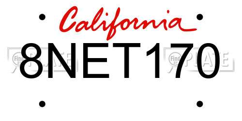 8NET170 California License Plate