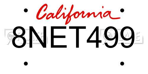 8NET499 California License Plate