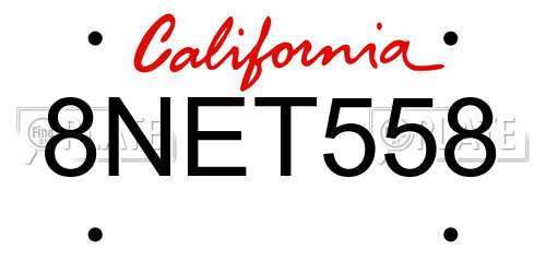 8NET558 California License Plate