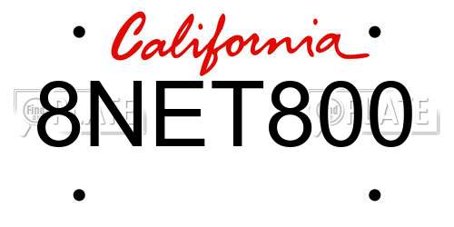 8NET800 California License Plate