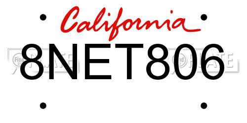 8NET806 California License Plate