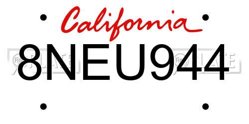 8NEU944 California License Plate
