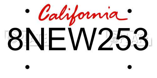 8NEW253 California License Plate