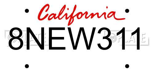 8NEW311 California License Plate