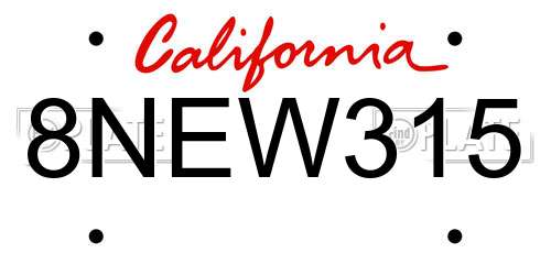 8NEW315 California License Plate