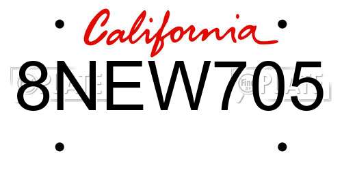 8NEW705 California License Plate