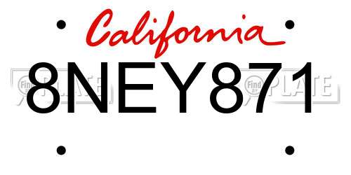 8NEY871 California License Plate