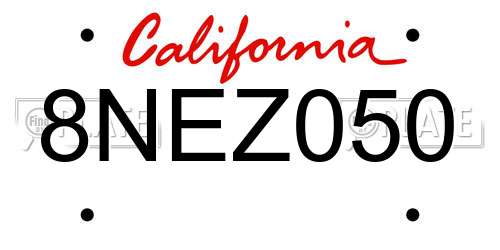 8NEZ050 California License Plate