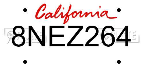 8NEZ264 California License Plate