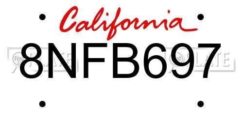 8NFB697 California License Plate