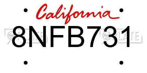 8NFB731 California License Plate