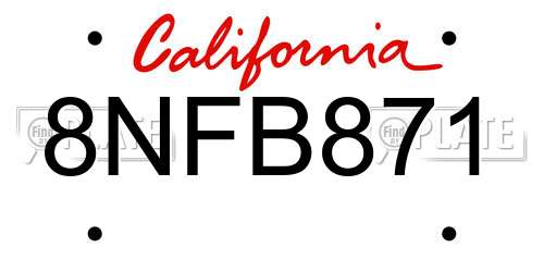 8NFB871 California License Plate