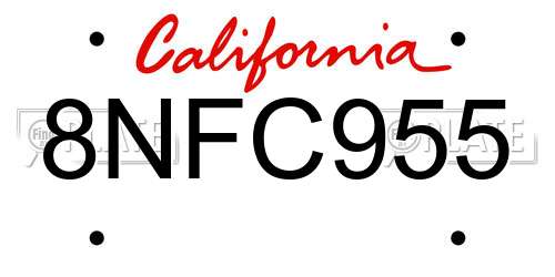 8NFC955 California License Plate