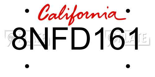 8NFD161 California License Plate