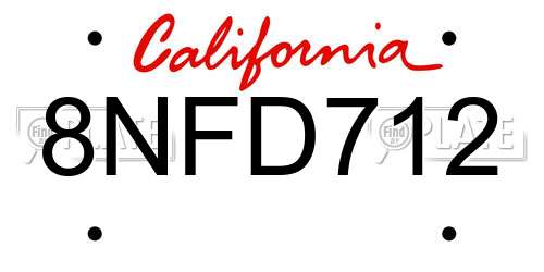 8NFD712 California License Plate