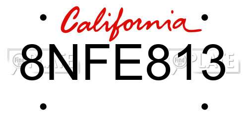 8NFE813 California License Plate