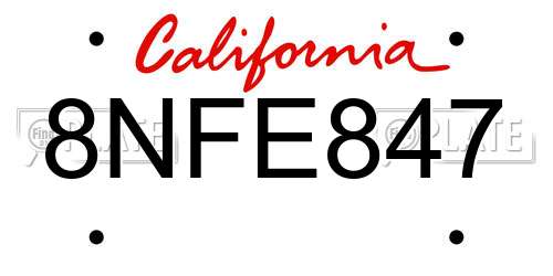 8NFE847 California License Plate