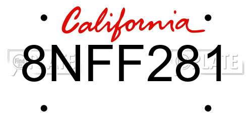 8NFF281 California License Plate