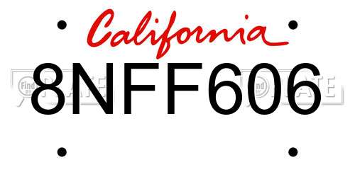 8NFF606 California License Plate