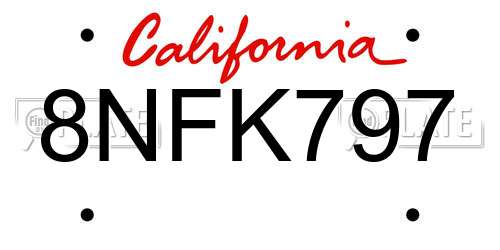 8NFK797 California License Plate