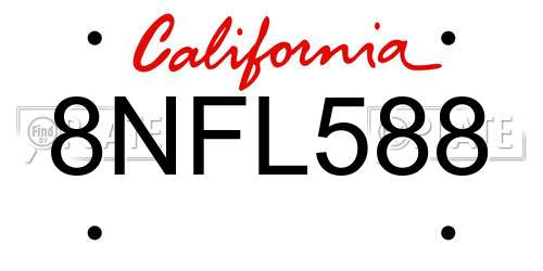 8NFL588 California License Plate