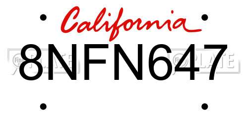 8NFN647 California License Plate