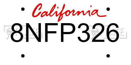 8NFP326 California License Plate