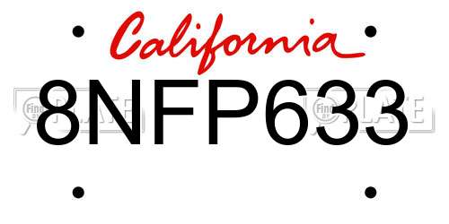 8NFP633 California License Plate