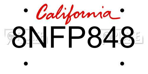 8NFP848 California License Plate