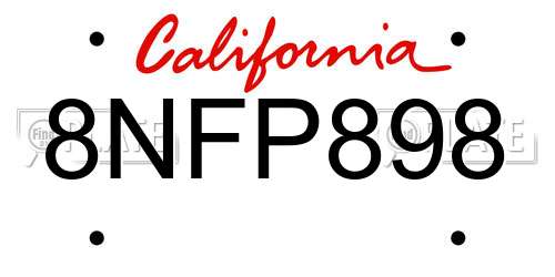 8NFP898 California License Plate