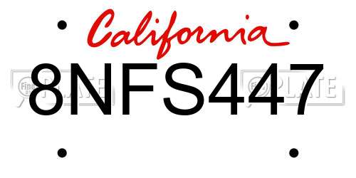 8NFS447 California License Plate
