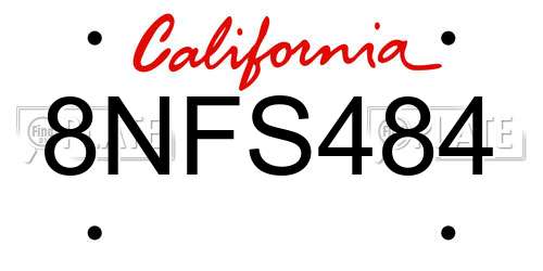 8NFS484 California License Plate