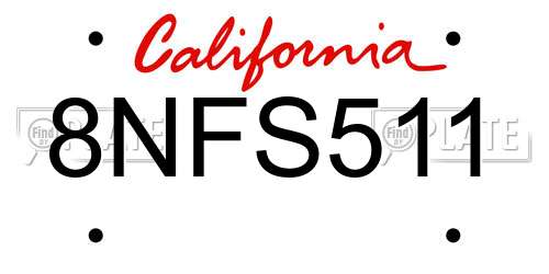 8NFS511 California License Plate