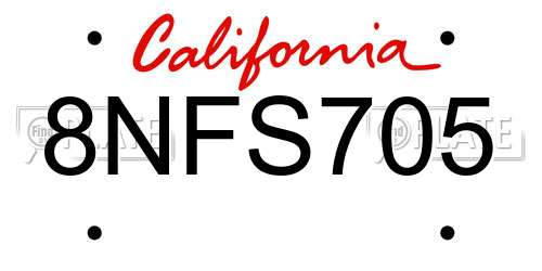 8NFS705 California License Plate