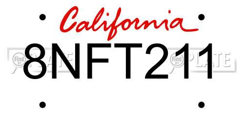 8NFT211 California License Plate