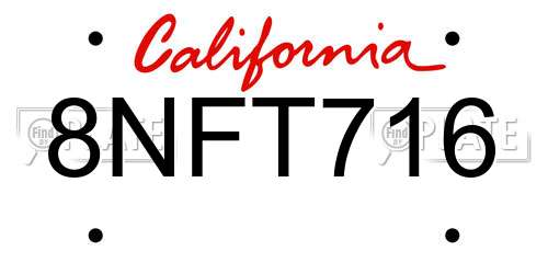 8NFT716 California License Plate